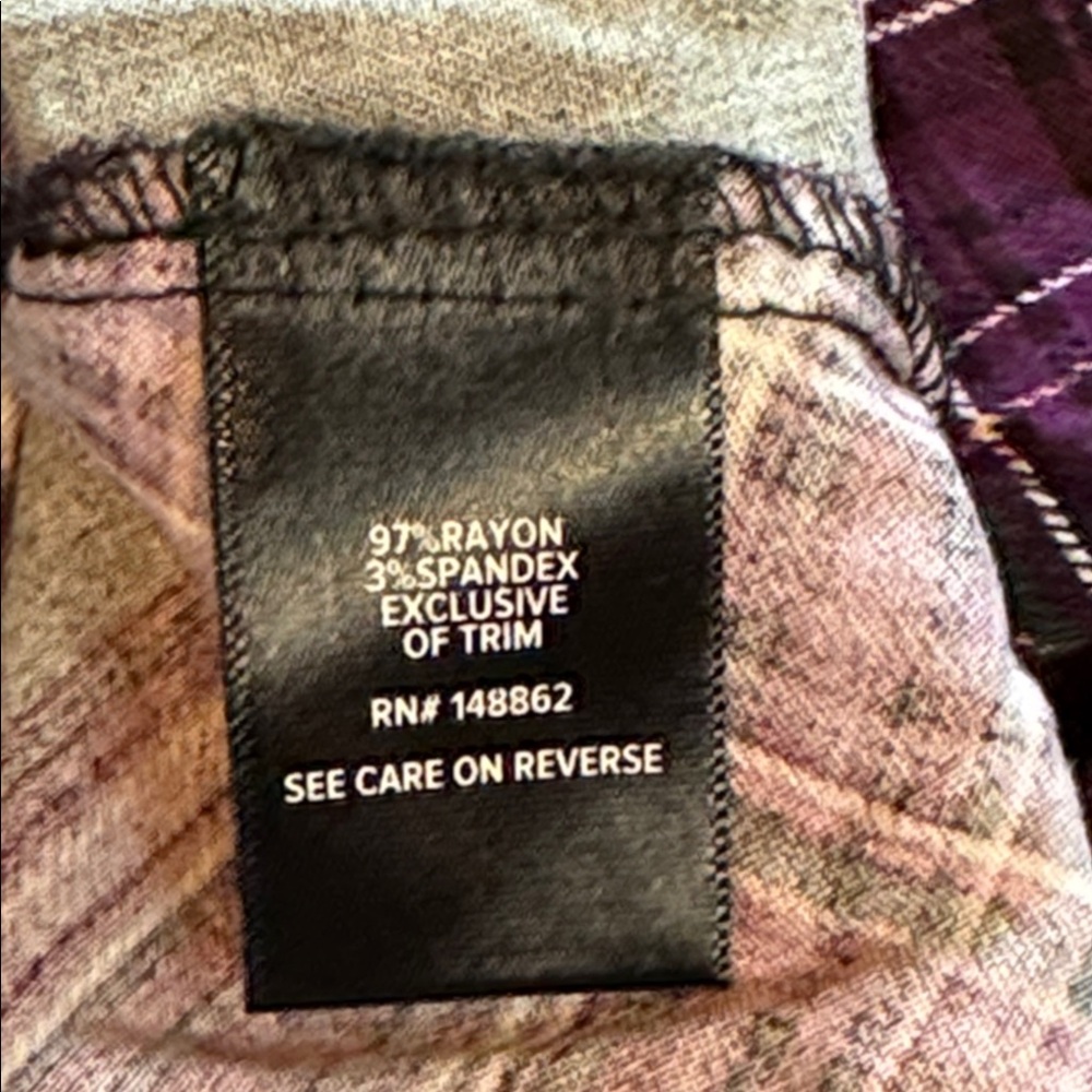 TORRID: Purple Plaid Mini Challis Button-Front Shirt Dress - Picture 9 of 10